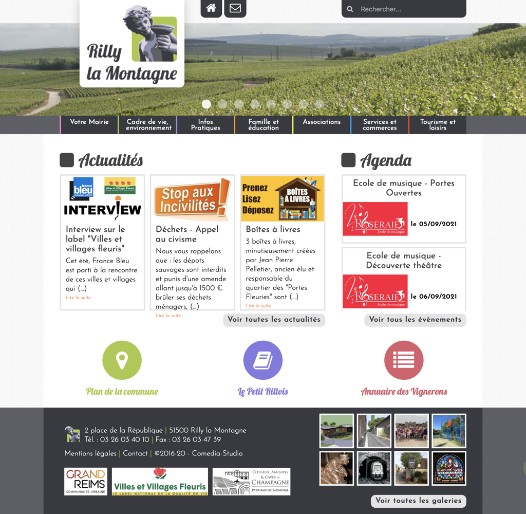 Page d'accueil du site internet de Rilly la Montagne